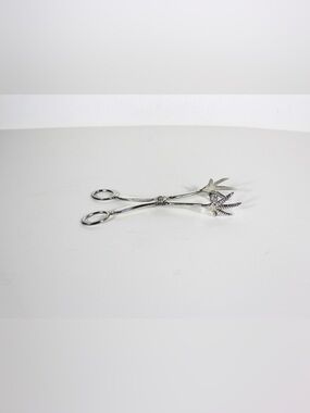 Vintage Silver Bird Claw Sugar or Ice Serving Tongs Bar Cart Styling